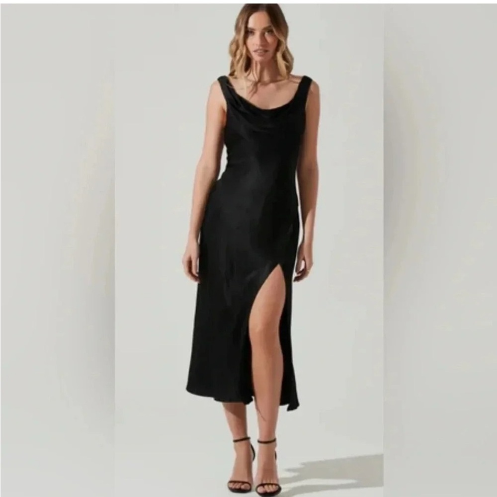 Astr Black Midi Dress with Slit